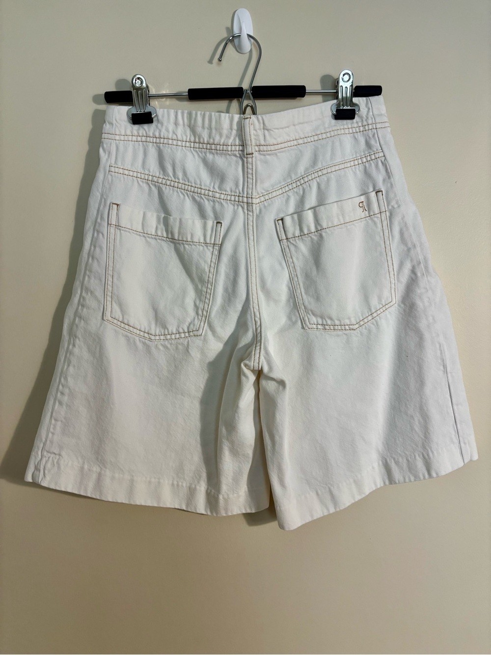 Pilcro Cream Long Bermuda Shorts - Picture 5 of 8